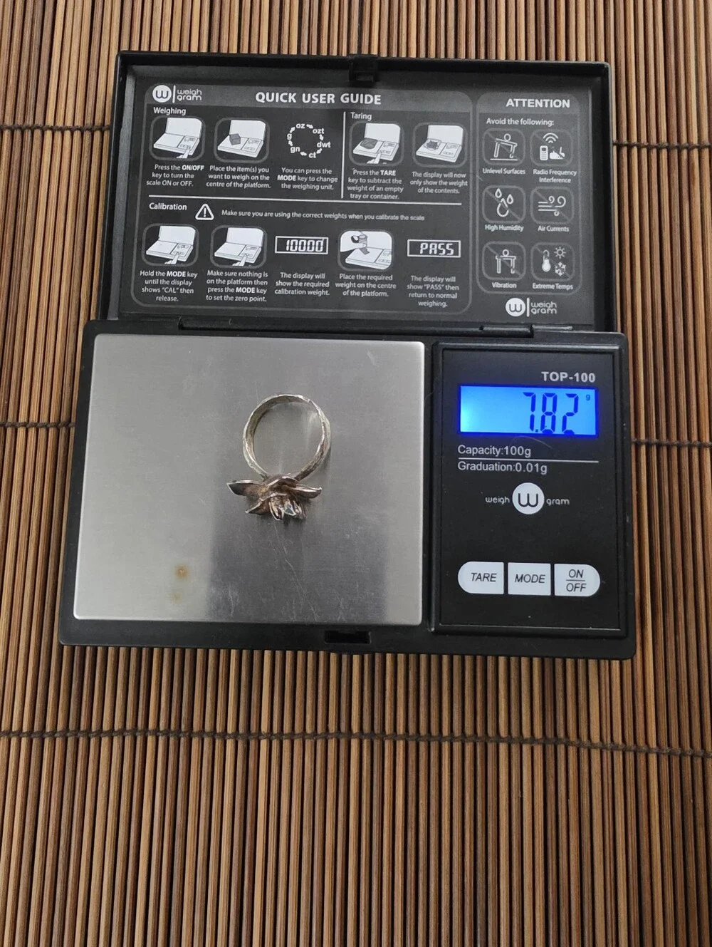 925 Silver Hammered Flower Ring (Vintage)